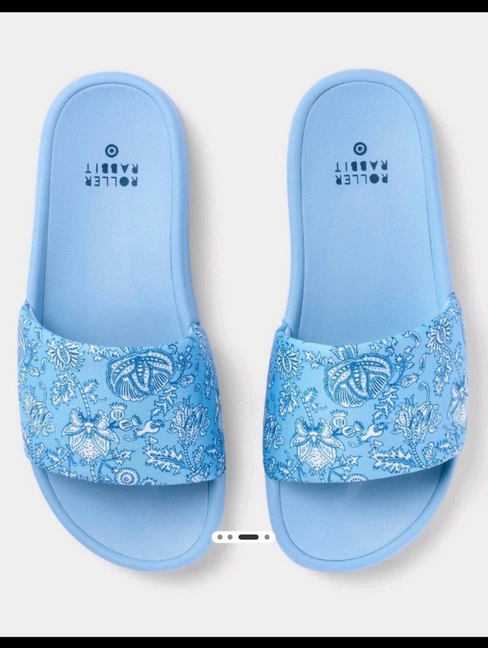 Roller Rabbit x Target Adult Size 7-8 Blue Floral Vines Slide Sandals